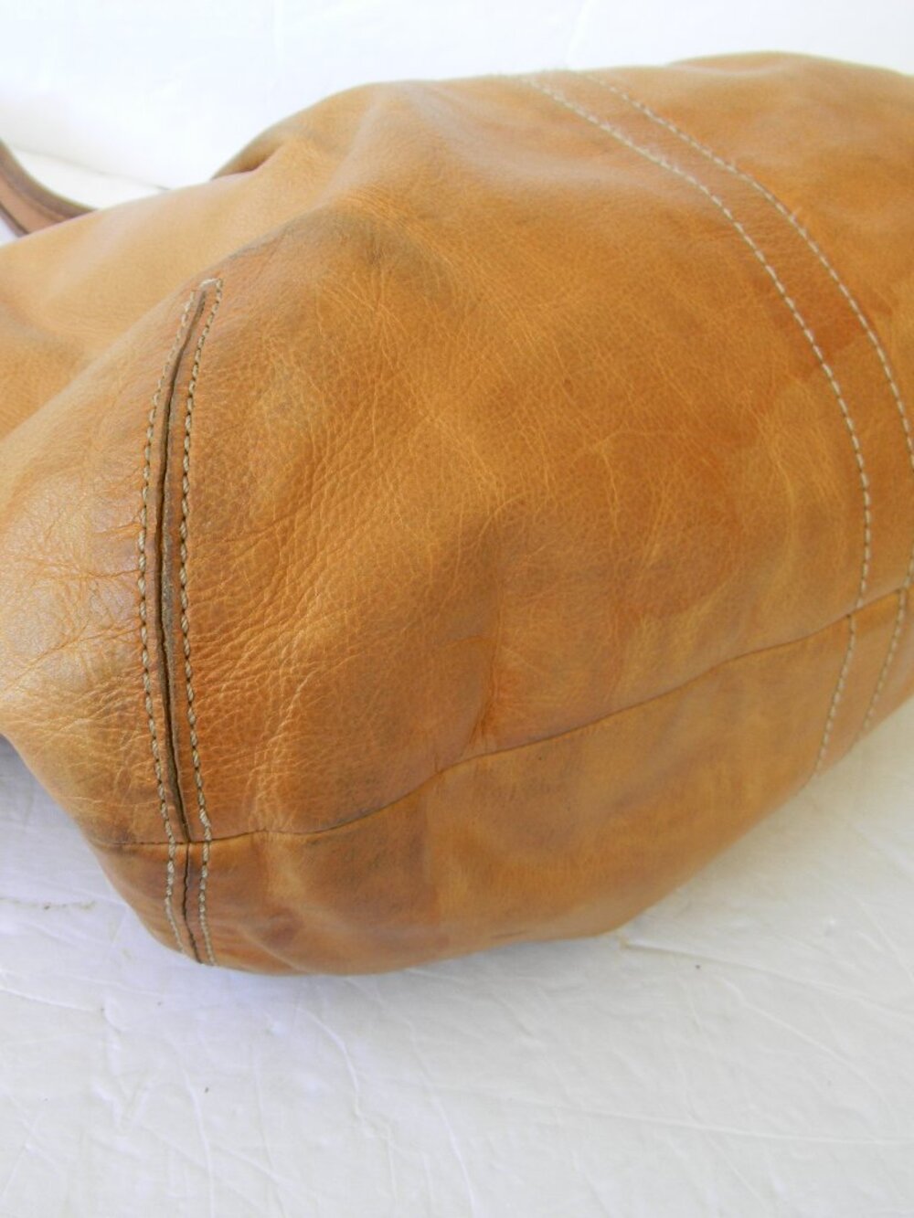 Vintage Coach Ergo Pleated Hobo Bag 12235 Y2K Full Grain Leather Tan Camel - Picture 7 of 11